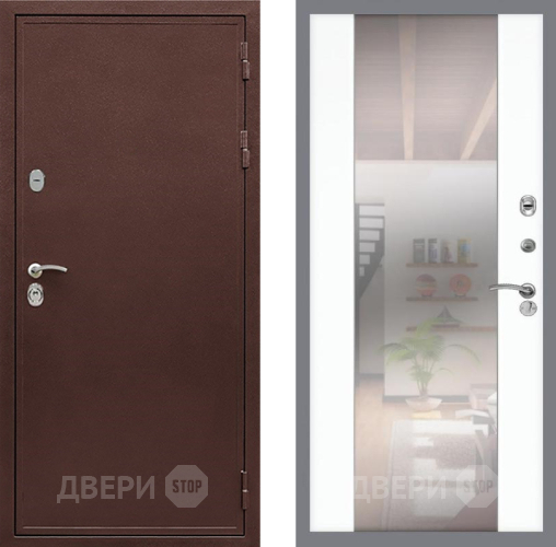 Входная металлическая Дверь Рекс (REX) 5 металл 3 мм СБ-16 Зеркало Силк Сноу в Клине