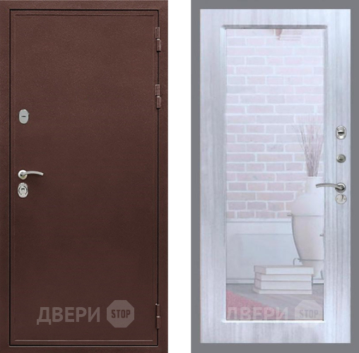 Входная металлическая Дверь Рекс (REX) 5 металл 3 мм Зеркало Пастораль Сандал белый в Клине