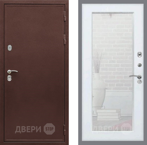 Дверь Рекс (REX) 5 металл 3 мм Зеркало Пастораль Силк Сноу в Клине